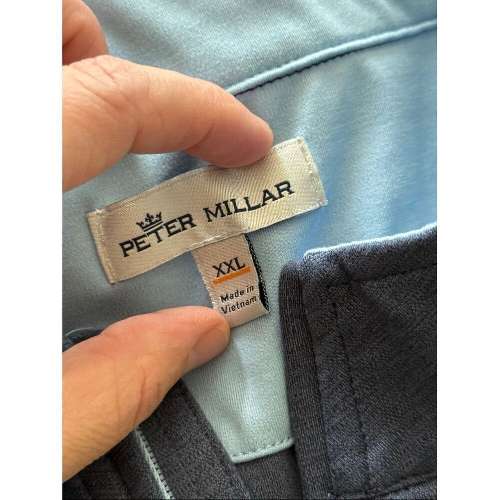 Peter Millar Navy and Light Blue 1/4 Zip Pullover XXL Branded - Picture 4 of 9